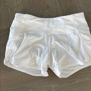 White Athletic Shorts with Streamlined Design and Wide Waistband